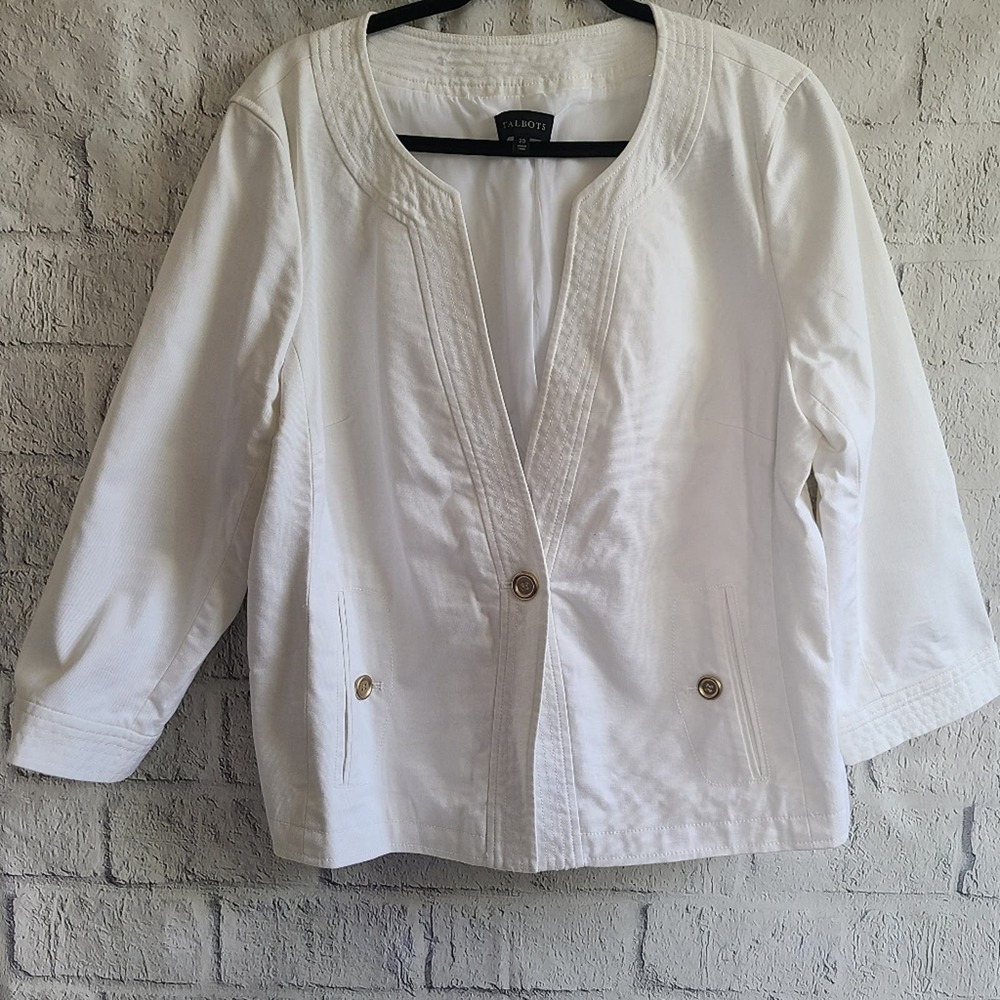 Talbots White Gold Button Blazer‎ Size 20